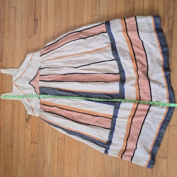 Free People Striped Bloom Dress Ivory Natural Textured Apron Midi Size XS - Picture 10 of 12